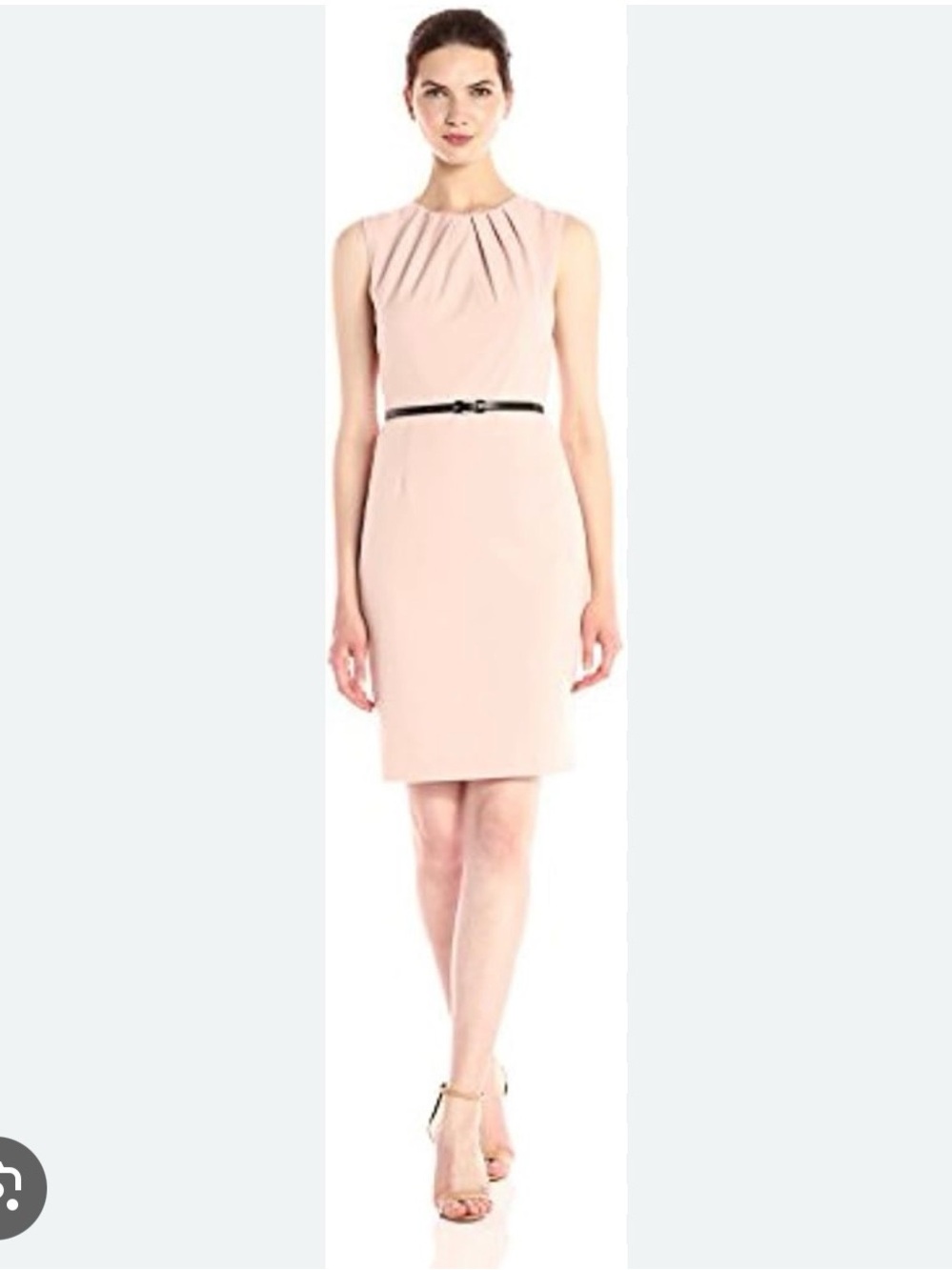 Nine West Sleeveless Blush Sheath Dress with Belt